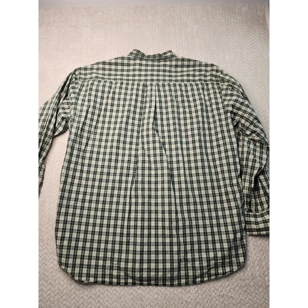 Vintage‎ J.Crew Mens XL Button Down Shirt Long Sleeve Plaid Green White Casual